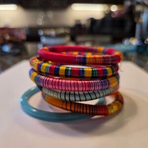 SALE!! Acrylic and Thread Bangle Bracelets